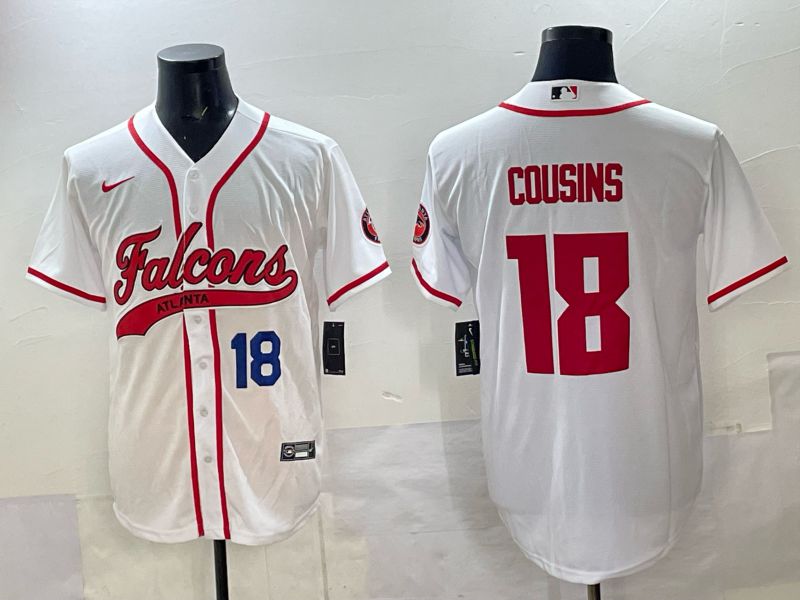 Men 2025 Nike Atlanta Falcons 18 Cousins white Joint Name Limited NFL Jersey style 02